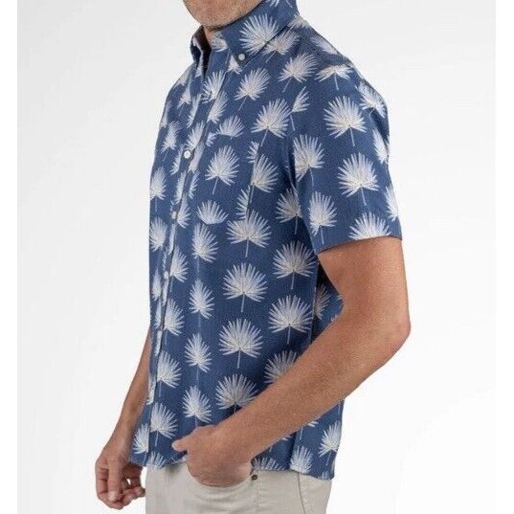 New $88 Tailor Vintage Button Seersucker Shirt Men Puretec Cool‎ Fan Palms XL - Picture 6 of 10